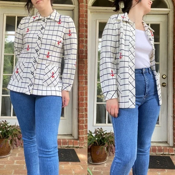 Vintage 60s Nautical Embroidered Sweater Jacket - Picture 7 of 11